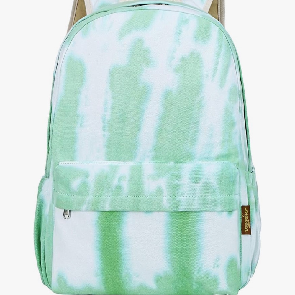 Mint Tie-Dye Backpack with Front Pocket